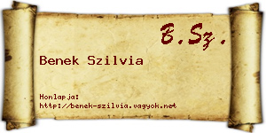 Benek Szilvia névjegykártya